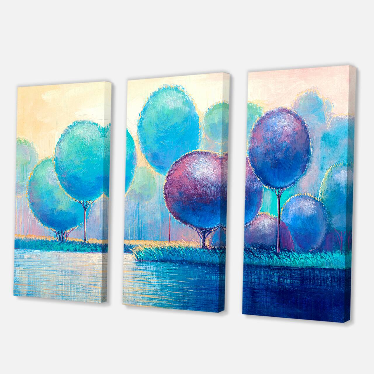 Designart - Colourful Ornamental Trees V - Modern Canvas Wall Art Print